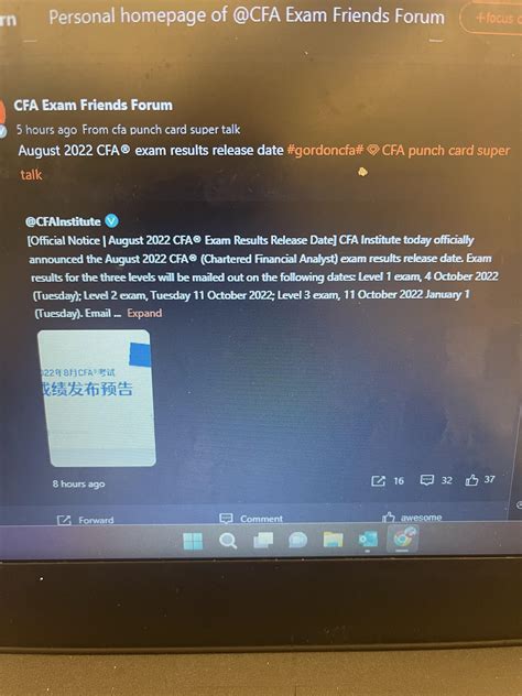 Aug L3 Results Release Date : r/CFA .